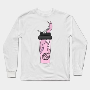 Strawberry Pink Protein Shake Shaker Long Sleeve T-Shirt